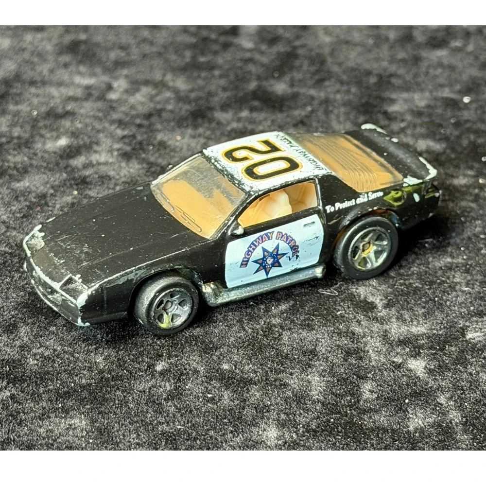 Hot Wheels 1983 Chevy Camaro IROC-Z: Highway Patrol, Black White, 02 Diecast Car